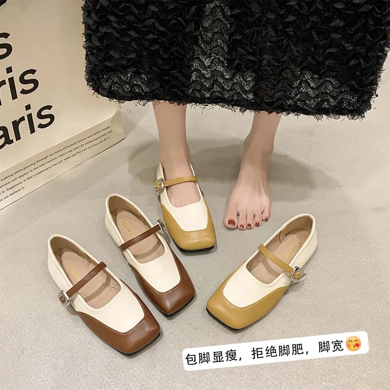 Fashion French Mary Jane Soft Sole Shoes for Women's 2024 Autumn New Women Square Head Shallow Mouth Single Shoes Fashion High Heels