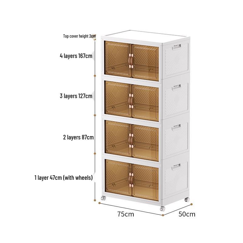 Movable Multi-layer Folding Storage Wardrobe with Wheels