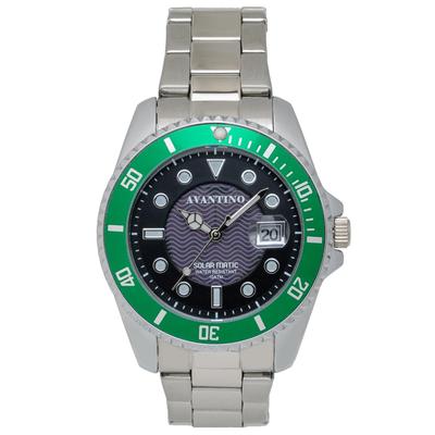 CREPHA Montre Solaire Analogique Étanche Date Verte AV-AM386-GNS Homme