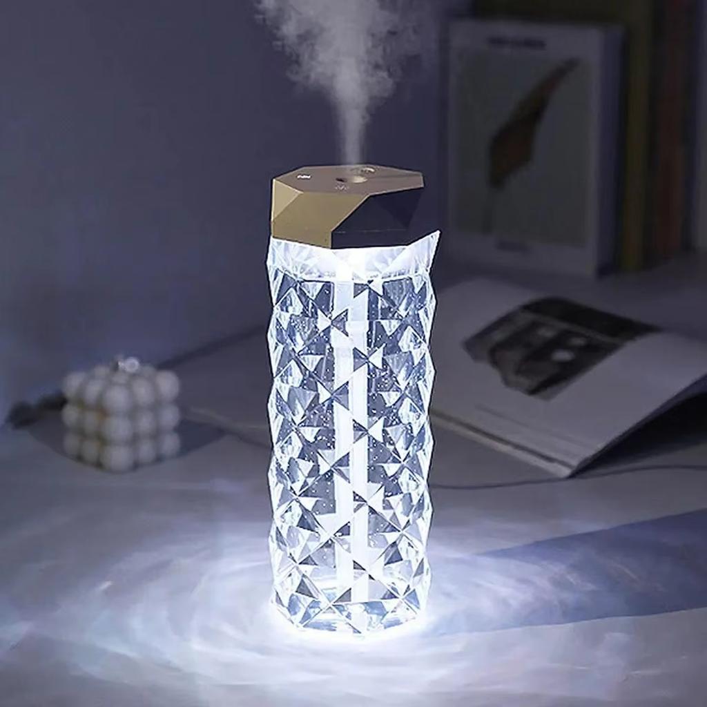 400ml Colorful USB Crystal Humidifier with Aromatherapy and Air Purification for Bedroom and Desktop