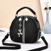 Simple and fashionable single shoulder portable messenger bag autumn and winter exquisite small round bag women's multi-layer fringed bag