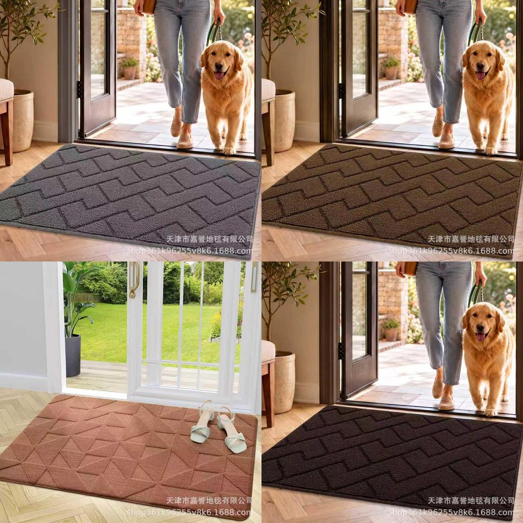 Entryway Doormat With Plush Flocking For Bathroom And Living Room Use