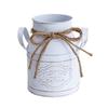 Vintage Distressed Tin Flower Pot with Hemp Rope Bow - French Ins Style Vase