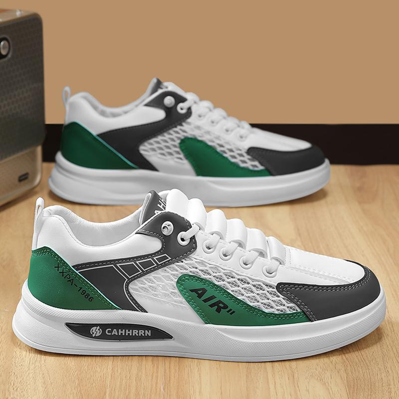 Summer men's shoes new breathable mesh shoes hollow canvas shoes men's trend versatile sports and leisure board shoes white shoes men