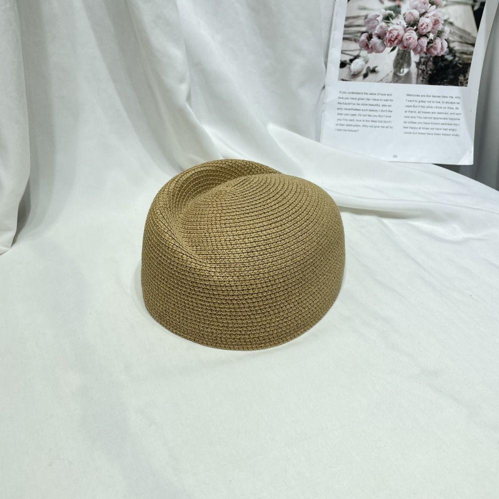 Fashion Elegant Straw Pillbox Hat Fedoras Teardrop Straw Beret Hat Classic Simple Fedora Hat Summer Wear