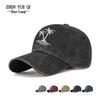 Zhenyueqi Retro Washed Faded Baseball Cap with Coconut Tree Embroidery