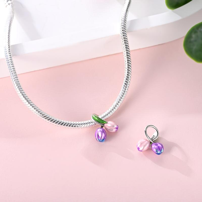 Glazed Tulip Bead copper Dangle Pendant Compatible With Bangle Bracelets Necklaces Do It Yourself Jewellery High Quality