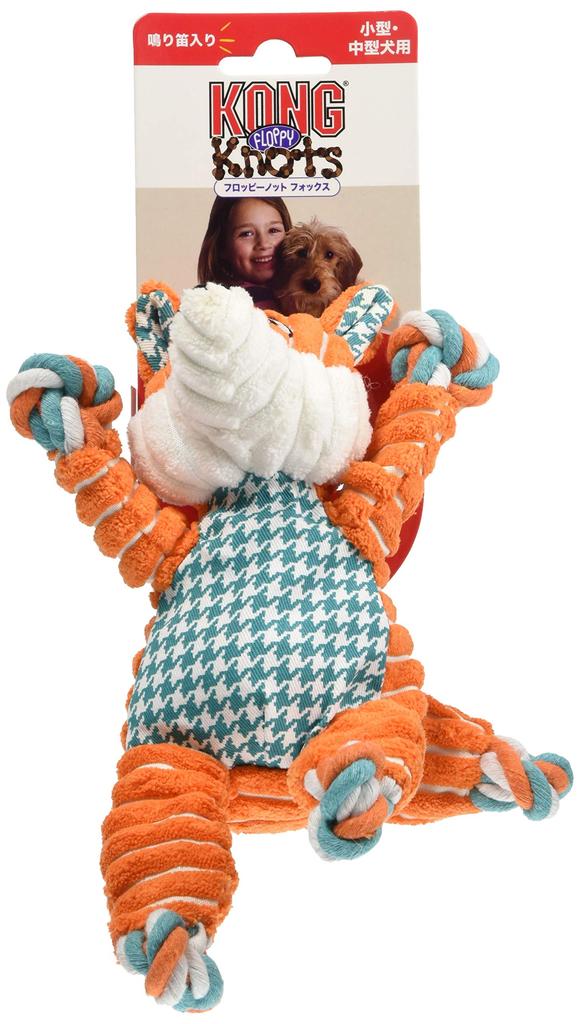 Kong Floppy Knot Fox Dog 7 Solutions for Separation Barking Crate Weight Educational Training Toy, Medium, Chewing, Teething, Anxiety, Boredom, &