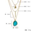 Reiki Jewelry European and American Fashion New Product Lasso Gold Plated Turquoise Pendant Necklace Women's Multi layer Versatile Necklace