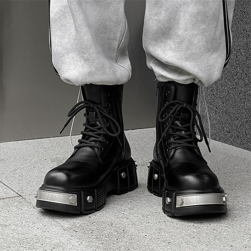 Big head Martin boots men's and women's niche zipper platform heightening locomotive boots tooling shoes 39887-J