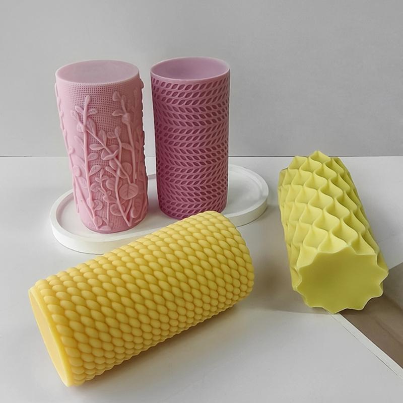 Silicone Candle Mould For Craft Star Embossed Cylinder Shape Reusable Home Decoration Candle Making Tool