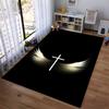 Angel Wings with Cross Design Rug Non-slip Rug Suitable for Living Room and Bedroom Sofas.