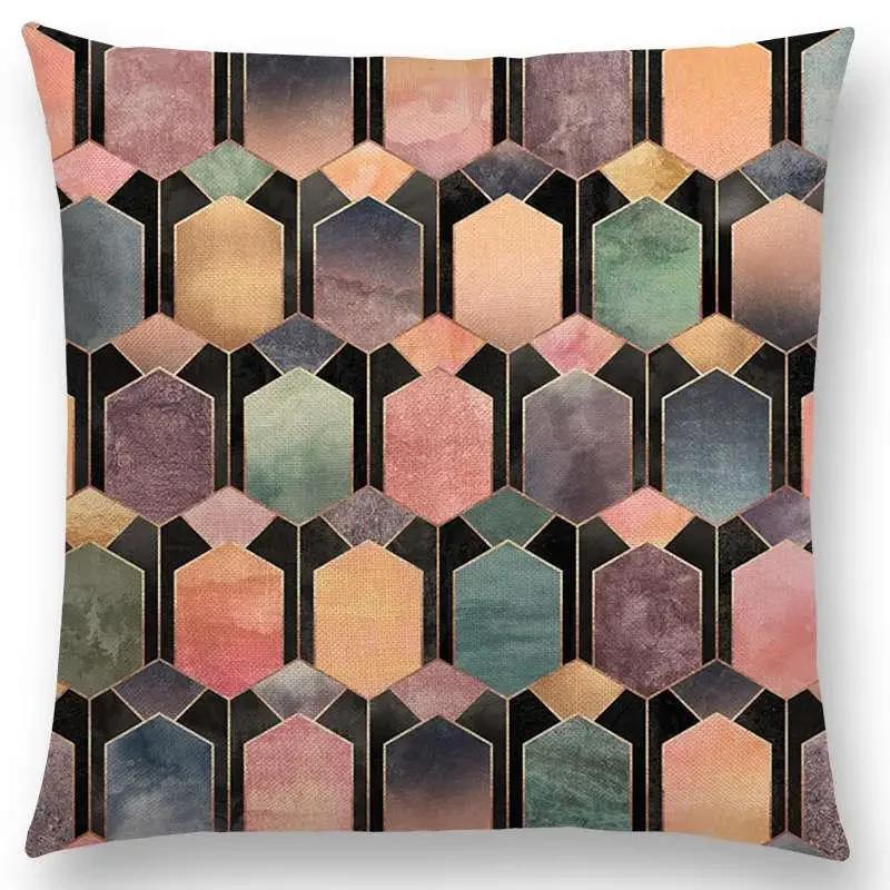New Colorful Rocks Candy Gems Stained Glass Abstract Blocks Geometric Art Prints Cushion Cover Car Sofa Throw Pillow Case