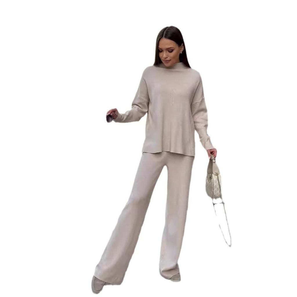 Set pulover dama 2 piese tinute Pulover tricotat Pulovere Topuri pantaloni largi Trening Lounge Seturi asortate tinute toamna iarna Trening pentru femei