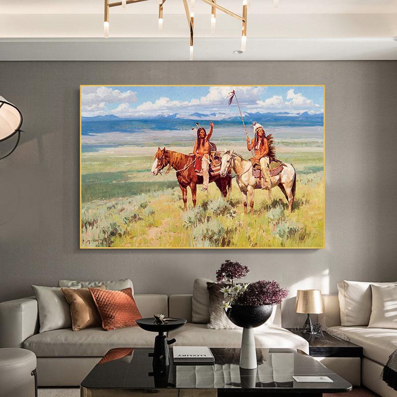 Portraits Of Rider African-American Man And Women Canvas Cuadros Posters and Prints Wall Art Picture for Living Room