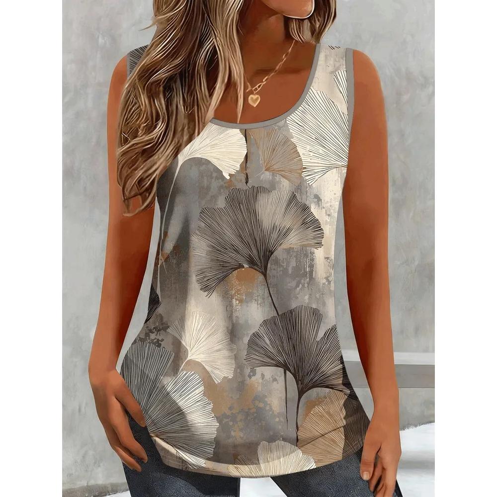 Fashion Women's Flower Printed T-Shirt Casual Loose Sleeveless Top Comfortable Camis Tank Tops
