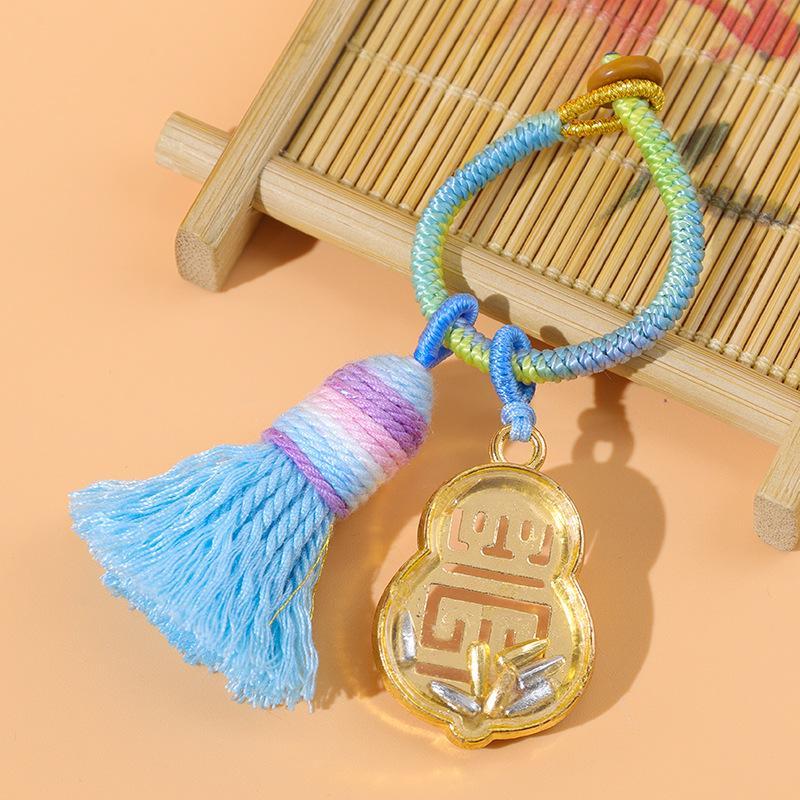 1Pcs Chinese Style Gourd Shape Bag Decor Acrylic Material Festive Gift Good Luck Keychain Pendant Harmonious And Prosperous