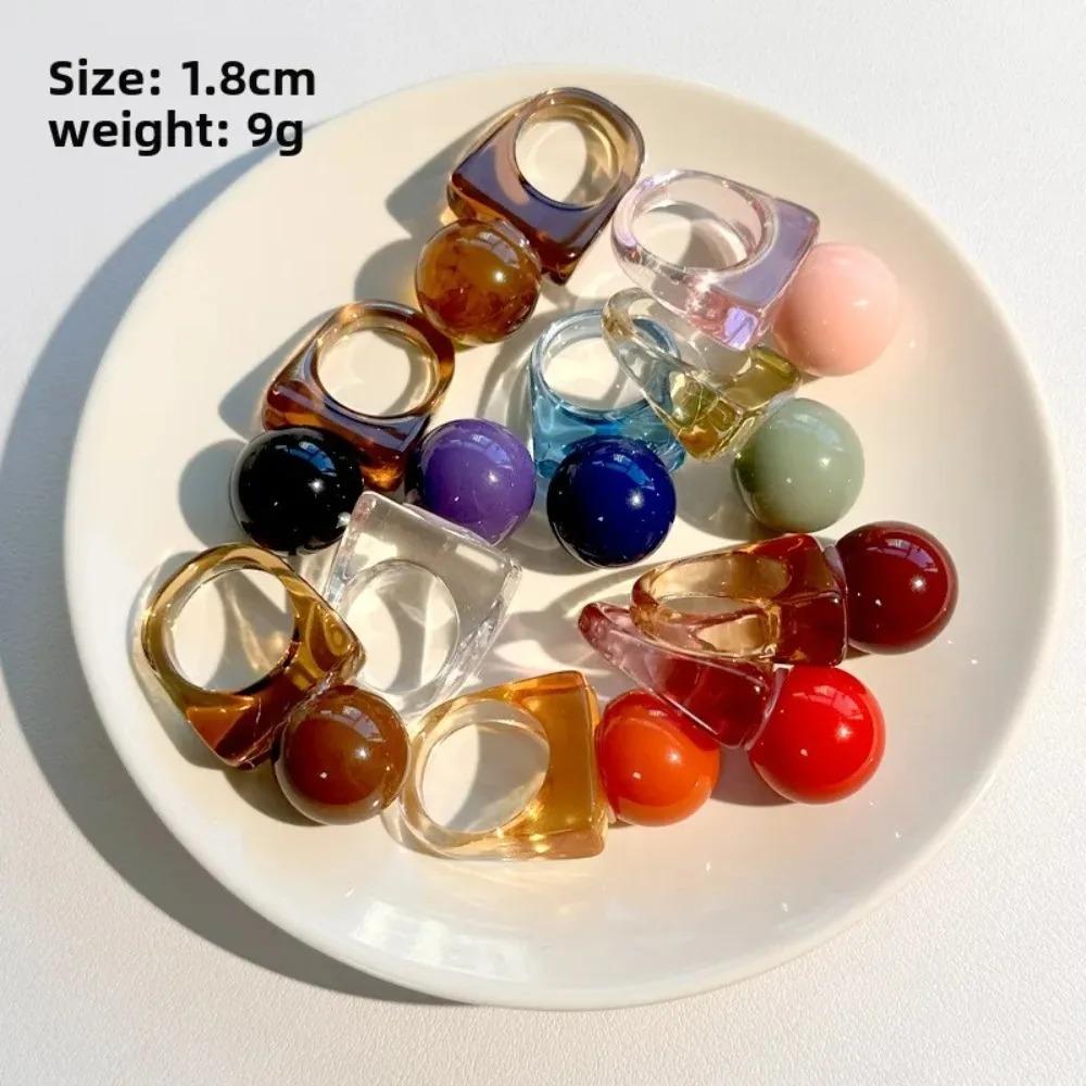 New Funny Colorful Half Round Resin Ring for Women Girls Summer Party Vacation Travel Charm Design Fashion Jewelry 2026 Gift