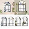 Modern Room Windowpane Arch Mirror Rustic Wood Acrylic Wall Decor for Elegant Bathroom Vanity Hotel Home Decoration