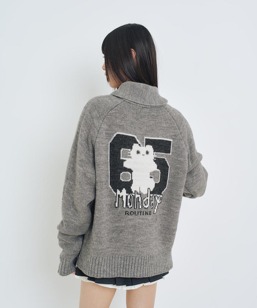 LMR Channony Wool Cowichan Knit Zip-Up Grey
