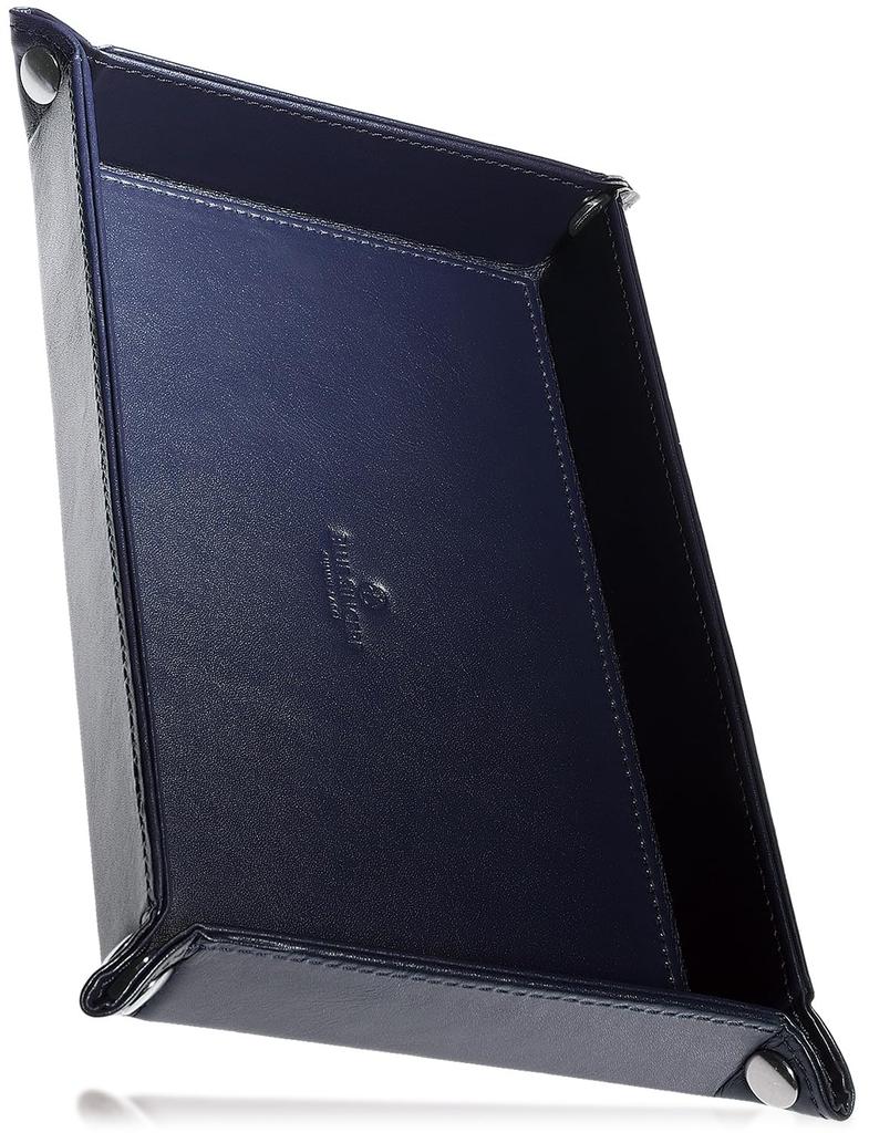 Genuine Leather Small Item Foldable Tabletop Perfect Size for Remote and Smartphones KI1 [BLUE SINCERE] Tray, Rectangular, Tray, Accessories,