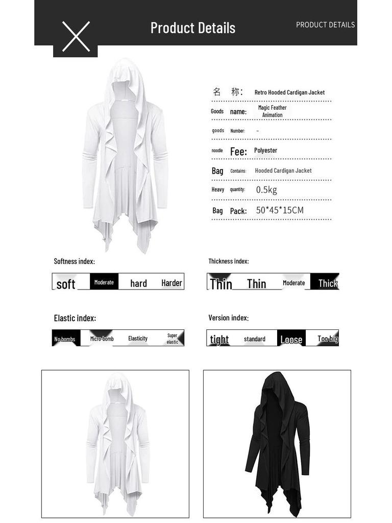 Gotischer Mittelalter-Kapuzen-Strickmantel Cosplay-Mantel