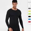 Shirt Men'S Fashionable Slim Fit Solid Color Long Sleeved Business Cotton And Linen Men'S Casual Sports Fitness Base Clothes Top