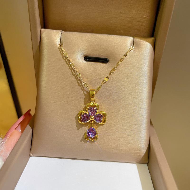 Collier à la mode pour femmes, en cuivre, Micro incrusté, en acier, Simple, maille rouge, chaîne de collier exquise