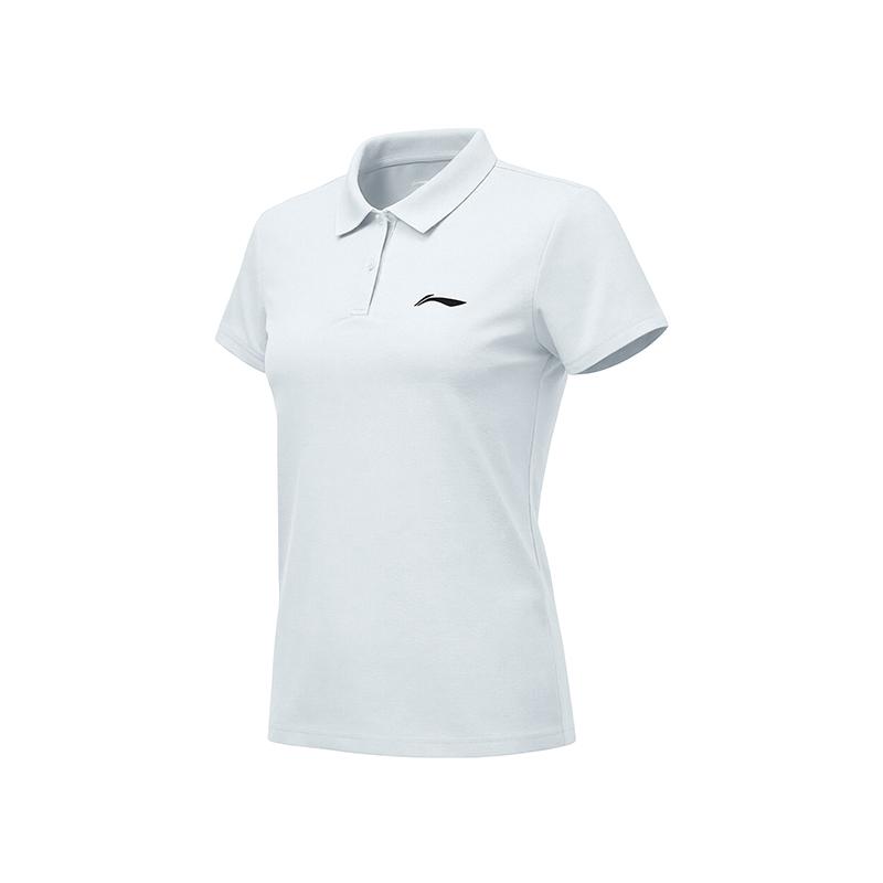Li Ning Badminton Series Simple Elegant Slim Lightweight Breathable Casual Versatile Polo Shirt T-Shirt Women tops Sky-Blue APLR126-8