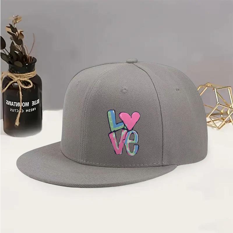 

Love Graffiti Print Baseball Cap Unisex Polyester Flat Brim Adjustable Casual Hip Hop Snapback Hat One Size
