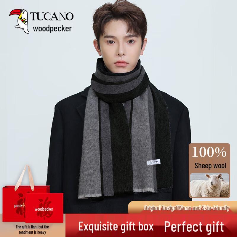 Woodpecker Men's Pure Wool Winter Scarf