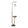 High-End Walnut Teardrop Floor Lamp with Side Table and Storage Rack