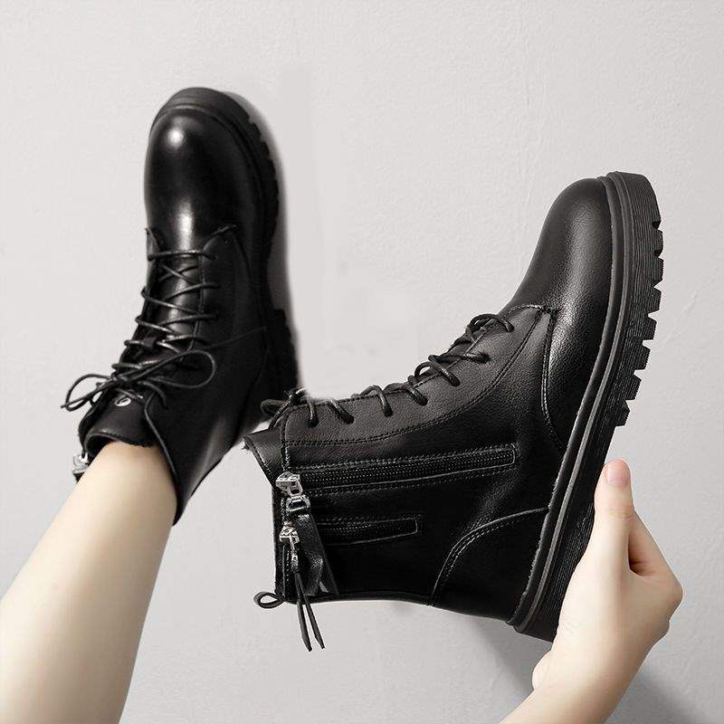 Martin Boots Women's 2025 New Autumn and Winter Women's Shoes British Cotton Shoes Thick-soled Inner Height Increase Velvet Versatile Short Boots Wome