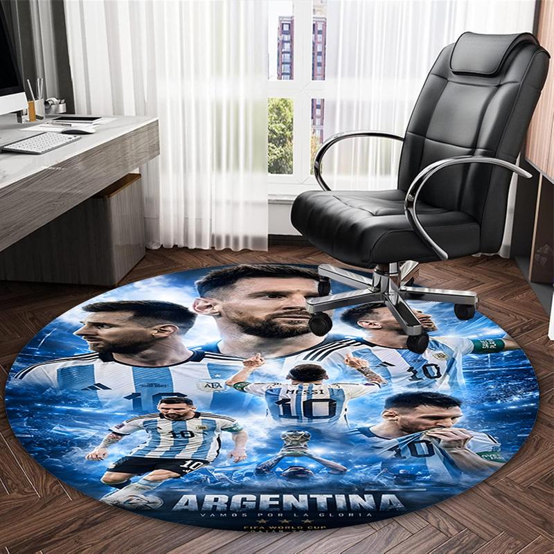 1pc M-Messi3 Carpet, Round Rug, Comfortable, Suitable for Entryways, Living Rooms, Office, And Bedrooms, Christmas Decoration