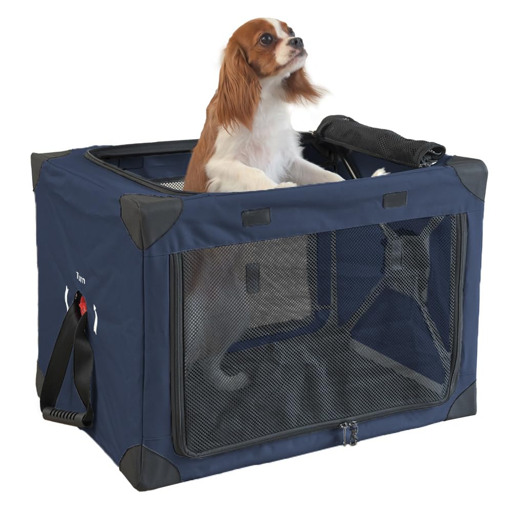 Shinsei International Folding Pet Carrier for Dogs and Medium Navy Cats, Size,
