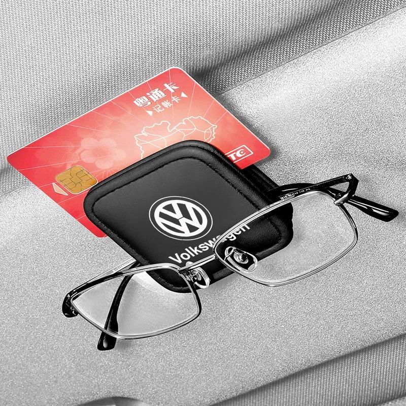 För Volkswagen n2 Ventilhattar Bil Solskydd Glasögon Förvaringslåda Solglasögonklämma Kort Biljett Hållare För VW Volkswagen Golf Polo Passat Tiguan