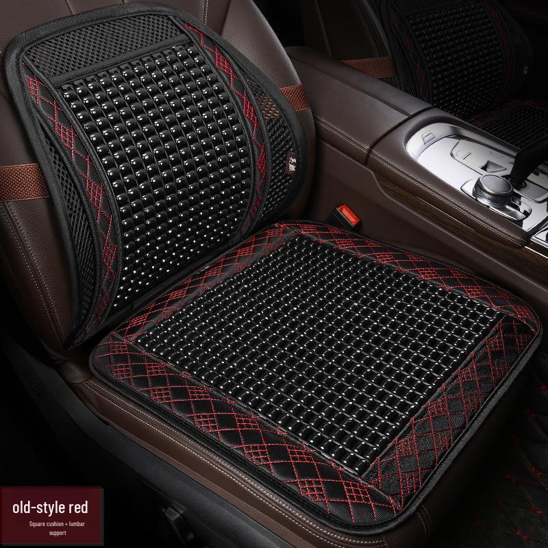 2024 Summer Car Seat Cushion with Wooden Bead Lumbar Support