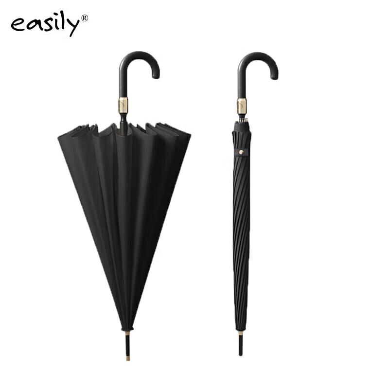 16-Rib Reinforced Water-Revealing Long Handle Business Umbrella