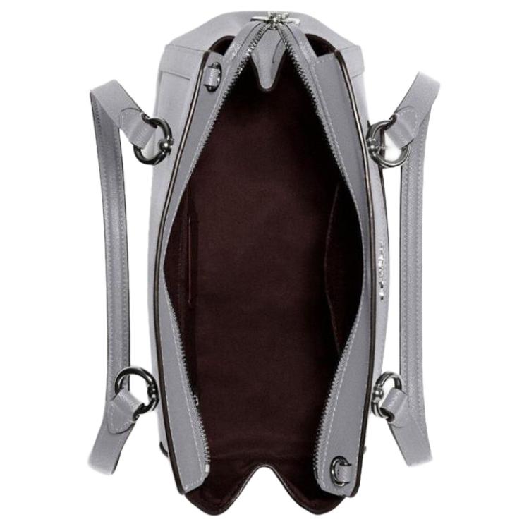 Coach Kailey 29 Solid Double Handle Zipper Leather Shoulder Bag Large Women Bags Granite-Gray C2852-SVE7