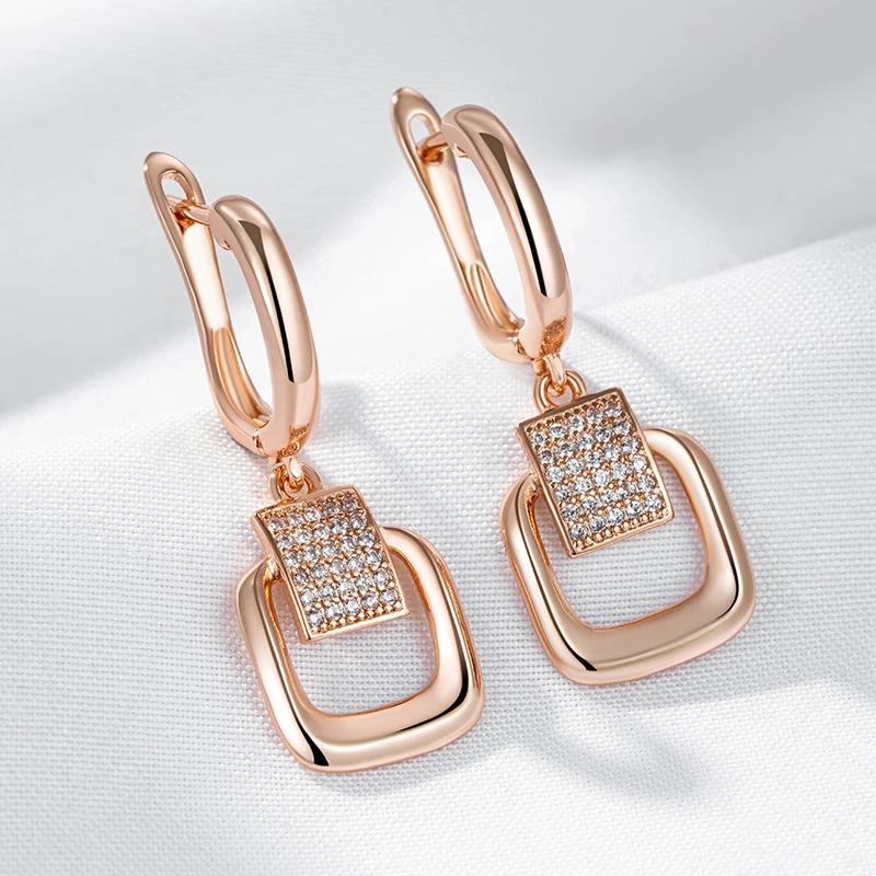 Full Paved Zircon Golden Dangle Earrings for Women Fashion Hollow Geometric Jewelry Party Personality Accessories