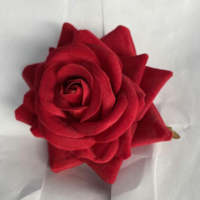 

Velvet Flower Simulation For Wedding Decor Home Styling Photography Accessory Bright Red
