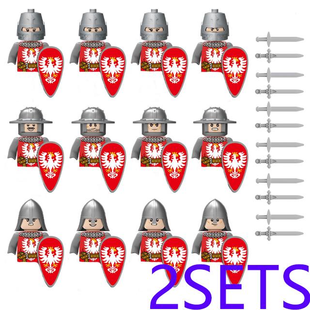Military Building Blocks Medieval Solider Figures Gifts Toys Weapons Shield Holy Roman Saint Lazarus Jerusalem Knight Legion MOC