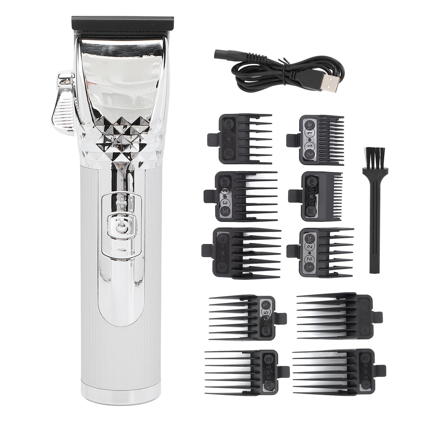 

Электрическая машинка для стрижки волос, набор острых лезвий, 10 расчесок, набор инструментов для стрижки волос для мужчин Silver