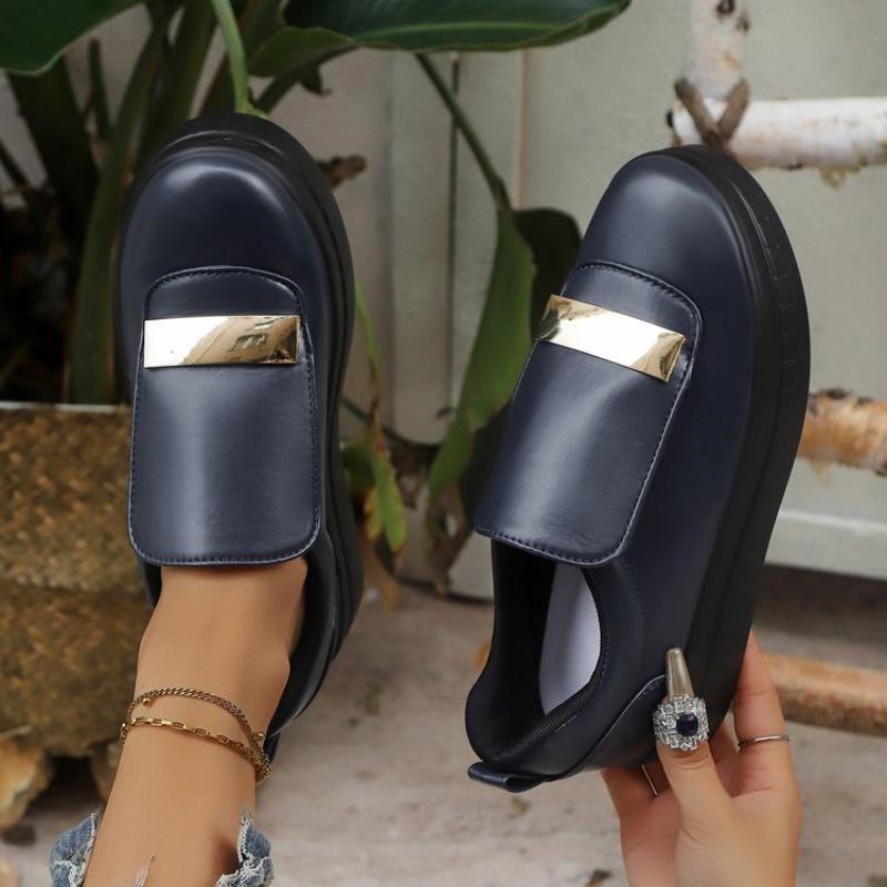 Fashion Platform Single Slip-on Metal Women's Casual Flats
