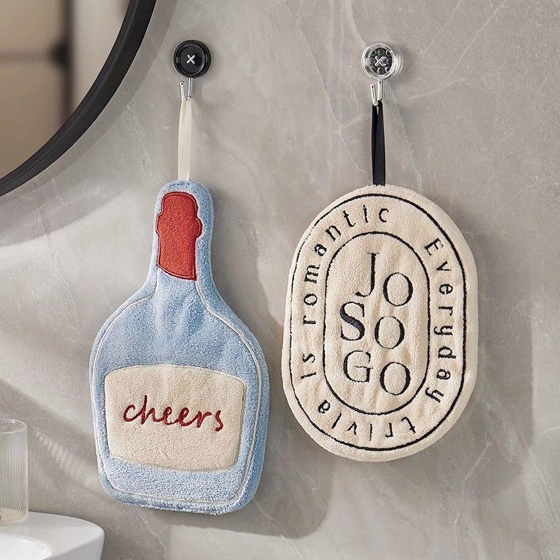Simple hand towel hanging cute cartoon soft water absorption quick drying small square towel no hair loss thickened coral fleece handkerchief