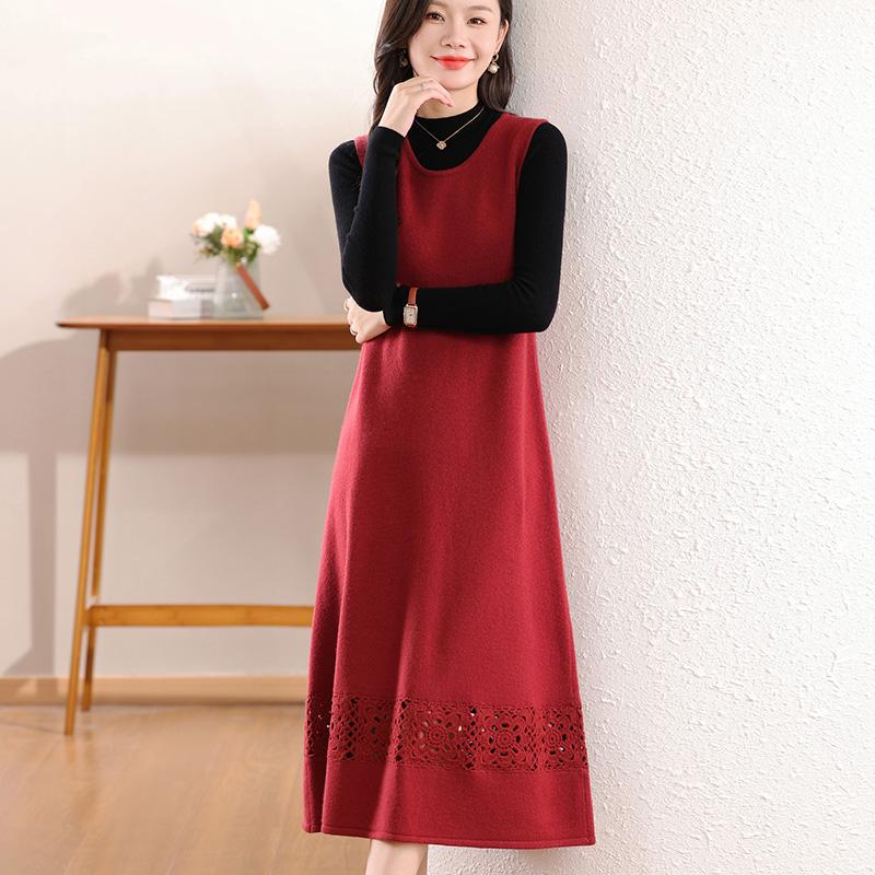 Women's Cashmere Dress Qinghe Cashmere 30% Cashmere 70% Wool Autumn and Winter Cashmere Skirt Soft and Warm