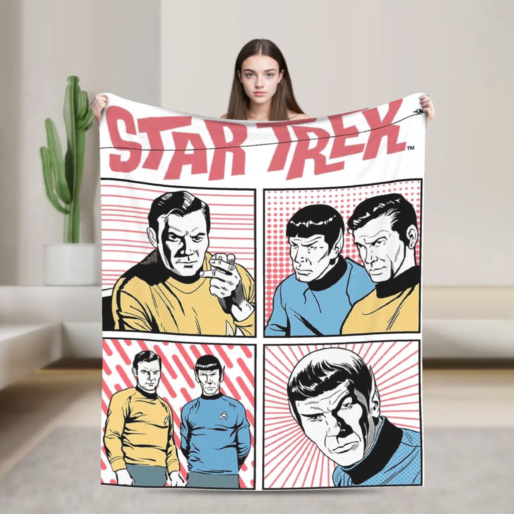 Stars Treks Discovery Enterprise Crest Blanket For Living Room Airplane Travel Flannel Bedspread Bed Cover