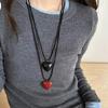 Fashionable Resin Heart Choker with Velvets Tie Adjustable Length Neckchain for Women Eye Catching Sweater Chain Jewelry