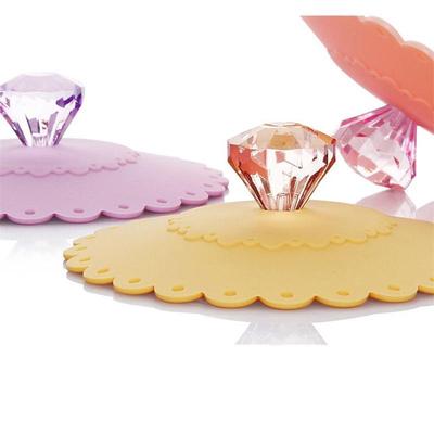 Home Kitchen Cup Cover Leakproof Cup Lid Reusable Dustproof Thermal Insulation Diamond Diameter 10 Cm Silicone Insulation Tools