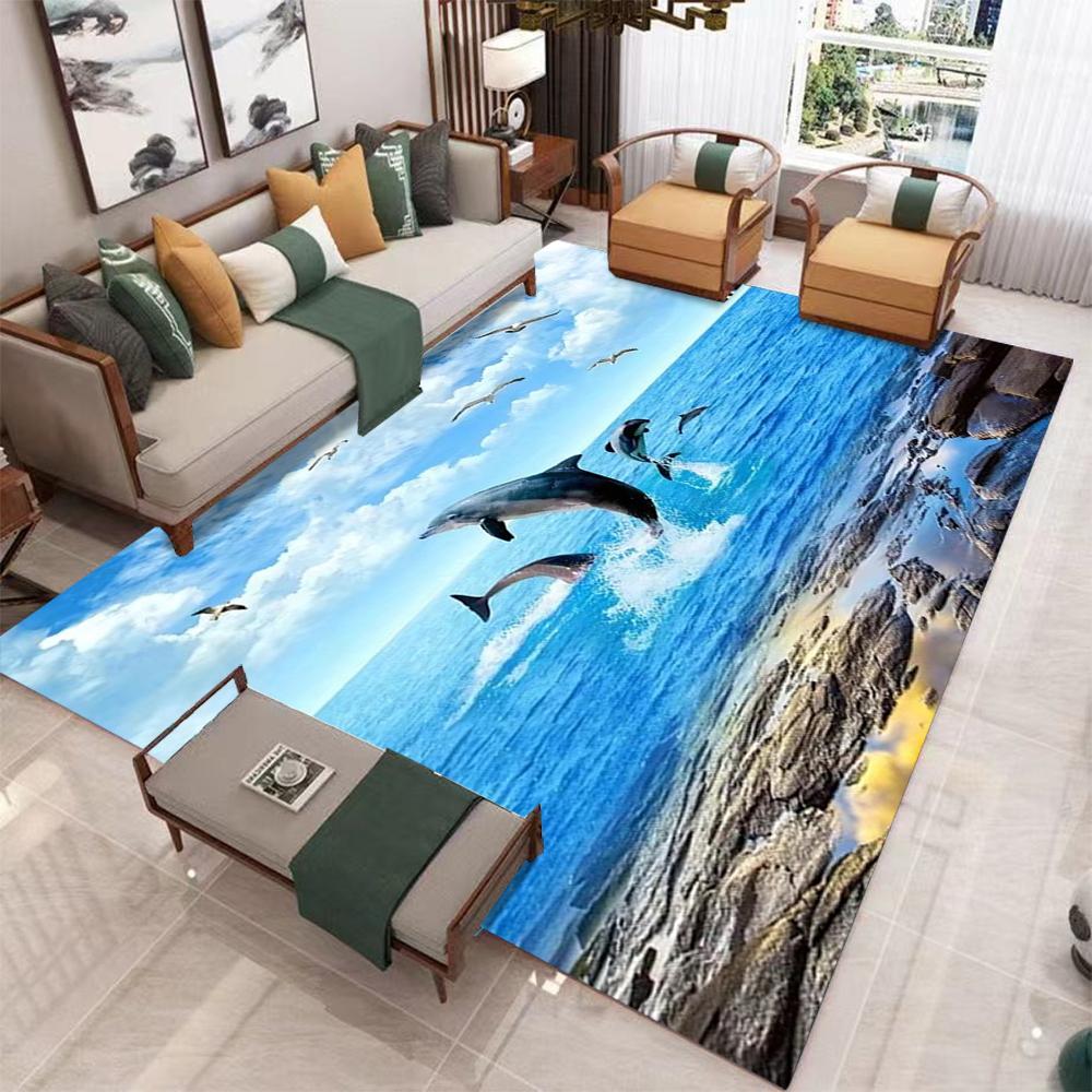 

This Is Tropical Beach Scene Rug Palm Trees & Ocean View NonSlip Coastal Decor Carpet for Living Room Bedroom & Vacation Home 40cm x 60cm